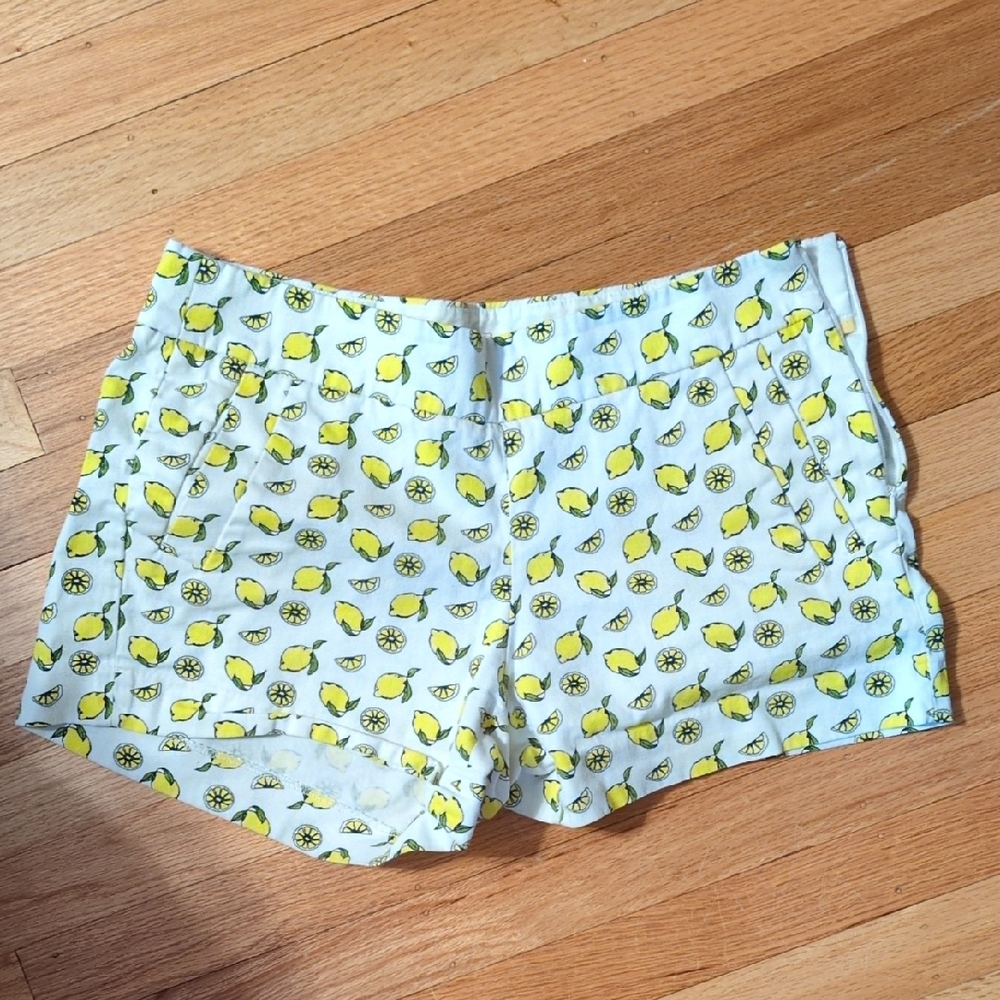 J. Crew White Shorts with Lemon Pattern